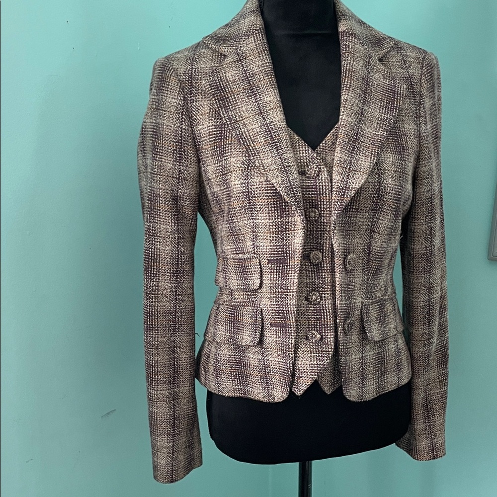 Women's Plaid Blazer with built in Vest